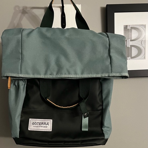 Doterra Handbags - doTERRA Green & Black Roll-Top Backpack
